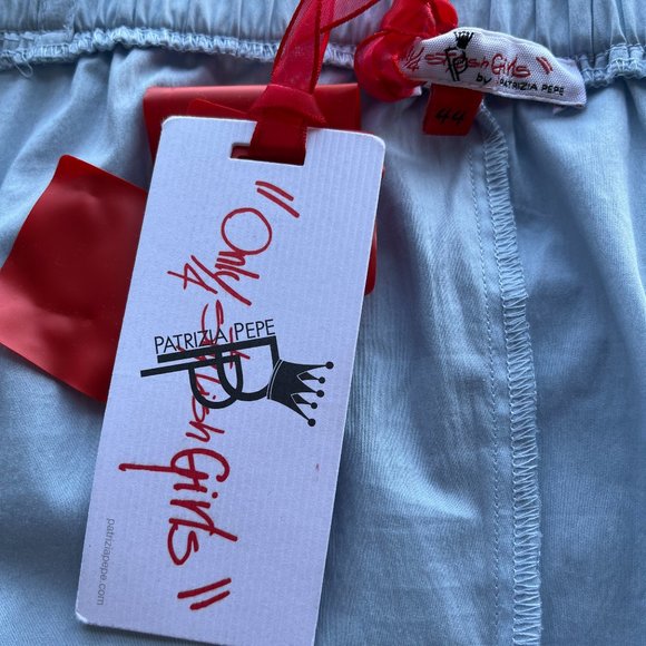 PATRIZIA PEPE women's spaghetti strap top sky blue frill made in Italy size S - Picture 4 of 5